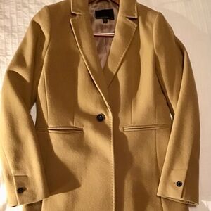 BANANA REPUBLIC, Mario Bellucci, Petite Italian Melton TopCoat, 3/4, Camel, XS